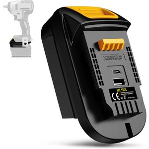 Battery Adapter for Milwaukee M18 18V Battery Convert to for Dewalt 20V MAX Cordless Tools, with QC3.0 18W USB & Type-C 5V/2.1A Charging Port,MIL18DL Battery Converter