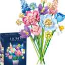 Flower Bouquet Building Decoration 3D Puzzles Set - Artificial Flowers with Roses, Botanical Collection and Table Art for Adults, Unique Gift for Men Women Hobbies for Birthday Christmas