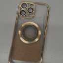 Misscase for iPhone 17 Pro Max Magnetic Glitter Case Compatible with MagSafe,Full Protection Slim Shockproof Anti-Scratch Case with Camera Lens Protector Plating Bling Dust-Proof Net Gold