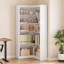 GarveeHome Corner Bookshelf, 71.8 in White Corner Bookcase, L-Shaped Bookshelf Large Bookcase, 5 Tier Display Shelf Heavy Duty Bookcases, Bookshelves with Storage