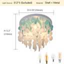 13.8" Capiz Shell Ceiling Light Fixtures 3 Lights Boho Shells Flush Mount Light for Bedroom, Kitchen Island, Bathroom, Entryway, Hallway, White and Blue