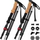 Carbon Fiber Trekking Poles 2-Pack - Lightweight Collapsible Hiking Sticks with Cork Grip & Quick-Lock System, Portable Walking Poles for Travel & Backpacking, Suitable for Men, Women and Seniors