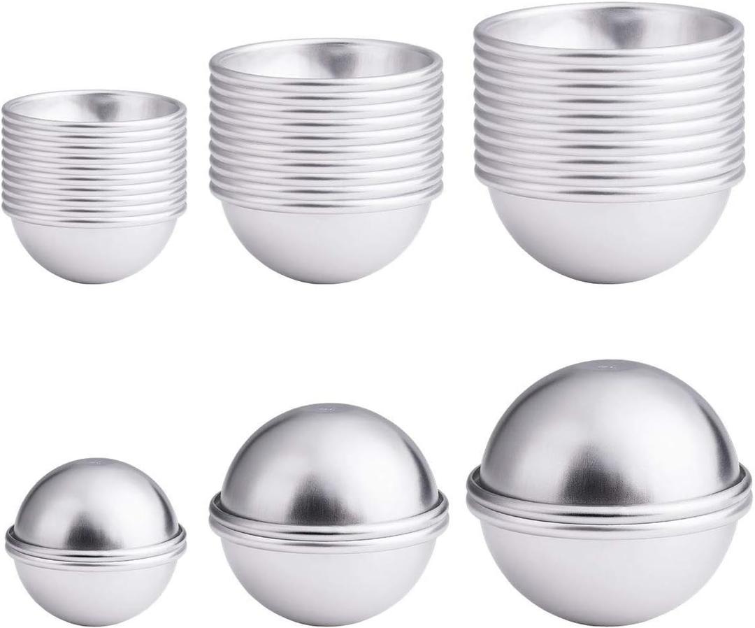30PCS- Bath Bomb Mold Kit, 15 Set 3 Size Mold & Bath Bombs Press for DIY Making Supplies
