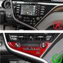 AIRSPEED Carbon Fiber for 2018-2024 Toyota Camry Center Console Button Frame Cover Car Interior Trim Accessories, Red, Type B