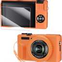 2 x Silicone Case for Powershot G7X Mark II Digital Camera with with Removable Lens Cover and Screen Protector and a Lanyard for Powershot G7X Mark II Accessories -(Orange)