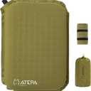 ATEPA Inflatable Seat Cushion, Self-Inflating Portable Stadium Airplane Travel Foam Cushion Pad for Camping, Sports Events, Outdoor (1 Pack Olive)