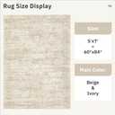 5x7 Area Rugs Beige Low Pile Indoor Washable Trendy Faded Style Rugs for Bedroom Living Room Dining Room Foldable Non-Slip Thin Print Home Office Mat