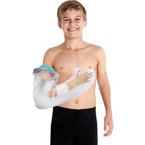 Asunby Kids Cast Covers for Shower Full Arm Waterproof, Rusable Long Bandage Protector Bag for Teens Broken Hand,Wrist,Finger,Elbow, Soft Comfortable Showering Sleeves to Keep Child Wounds Dry(Long)