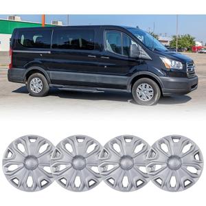 Hubcap Wheel Covers for 2015-2026 Ford Transit 150 250 350 350HD ABS Hubcap Replacement Set of 4, 16 inch Sliver