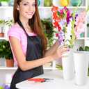8 Pack Modern Round Vases Flower Buckets, 9.84 Inch Plastic Floral Flower Vases for Centerpieces Floral Display Decorative Buckets Table Home Bridal Shower Wedding Festival Decorations
