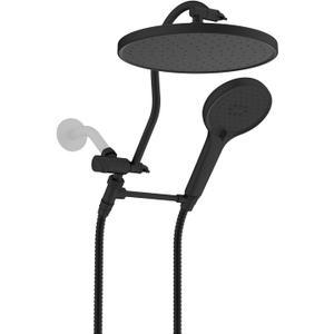 Hibbent Self-cleaning Shower Head, 10'' High Pressure Shower Head, Showerhead Combo/Handheld Shower Head, 12'' Adjustable Curved Shower Extension Arm, 71'' Hose, 2 Shower Holders, Oil Rubbed Bronze