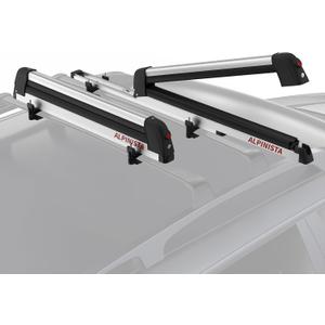Alpinista Ski & Snowboard Rack for Car Roof with Sliding Extension, Snowboard Roof Rack Fits 5 Ski Pairs or 4 Snowboards, Aluminum, Universal for Square/Rectangular/Aero Bars (Silver)