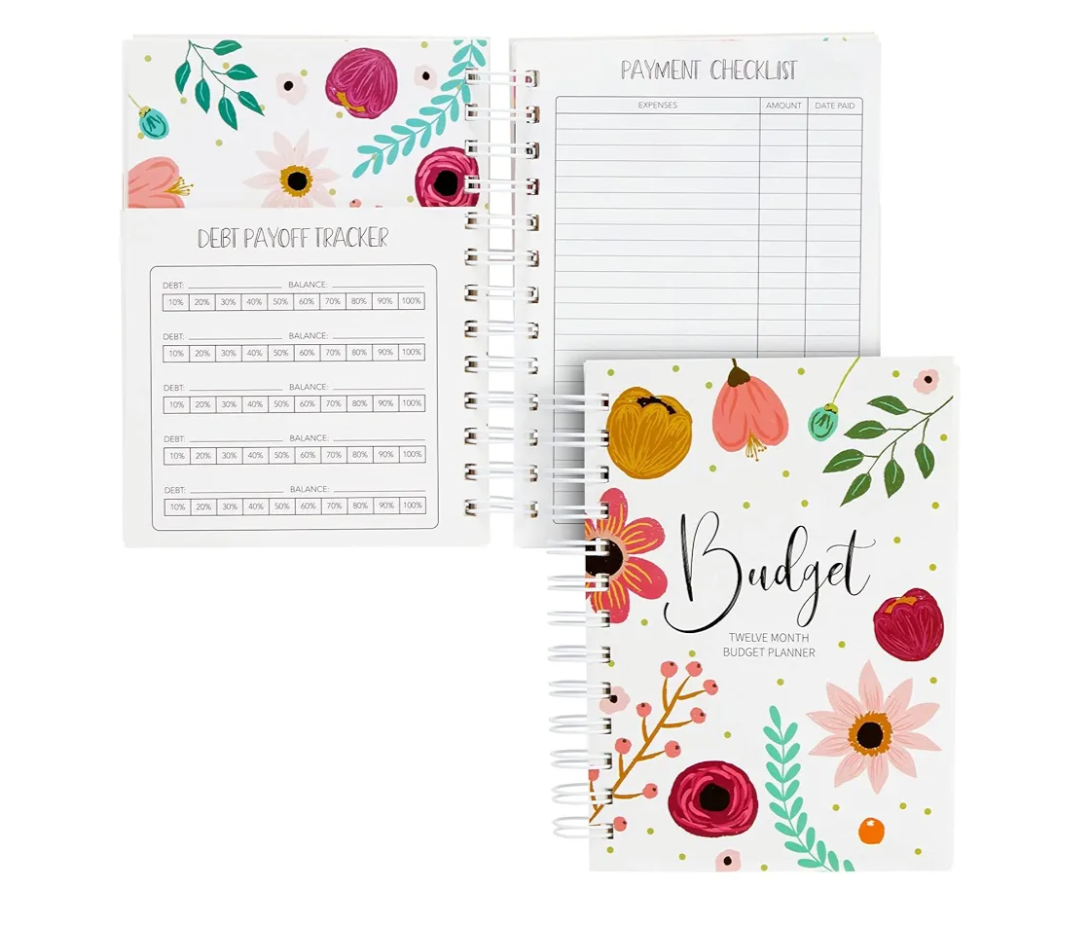 Paper Junkie Floral Monthly Budget Planner, Bill Organizer with 24 Pockets, Debt Payoff Tracker, Payment Checklist (5 x 7 In Budget Notebook)