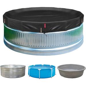 QH.HOME 8 ft Round Pool Cover,8ft Stock Tank Pool Cover - [Ultimate Windproof & Tear-Resistant Fabric], Blocks Leaves & Sun, Windproof Snug Fit with Drawstring & Weight Rings