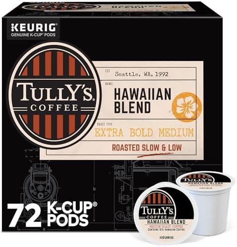Tully's Coffee Hawaiian Blend Keurig Single-Serve K-Cup Pods, Medium Roast, 72 Count EXP. 03/28/2028