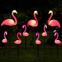 Tujoe 9 Pcs Flamingo Solar Lights LED Flamingo Stake Lights Waterproof Flamingo Lights for Outdoor Pink Yard Lawn Garden Ornaments Patio Pond Ground Backyard Decor Pathway Outside Decorations