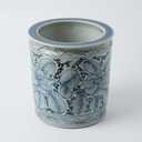 Antique Hand-Painted Flower and Bird Porcelain Pen Holder Old Style Ceramic Planter 9.7 Inch Large Plants Vase Blue & White Porcelain Silla Flower Plant Pots (Light Blue)