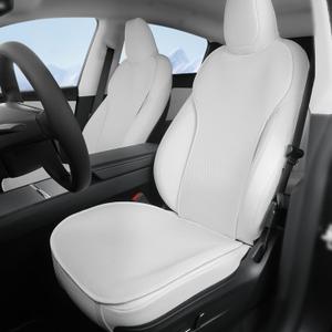 TOPABYTE Car Seat Cover Full Set for Tesla Model Y Juniper 2020-2026 Seat Cushion Cover Interior Seat Protector for Model Y Launch Series Accessories, White