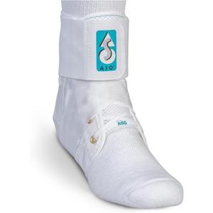 Med Spec ASO Ankle Stabilizer - Lace Up Ankle Brace for Sprained Ankle and Peroneal Tendonitis, Orthopedic Ankle Support for Men, Women, Adults, Teens and Kids, Sports Injury Recovery (Small, White)
