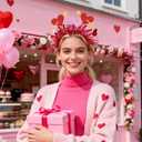 2 x Valentines Day Headband for Kids Hearts Red Headbands for Girls Pink Glitter Cupid Costume for Women Valentine Decoration(Big)