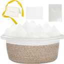 woric Woven Storage Basket Dog Toy Baskets for Gifts Empty Basket with Handle Cotton Rope Mothers Day Graduation Decorative Baskets (Brown 12"X 8" X 5" with Gift Bag Card Ribbon Tissue Paper)