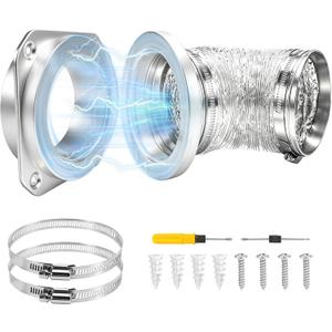 Magnetic Dryer Vent Hose Connector Kit Quick Coupling for Tight Space Including Flexible 3.3ft 4" Duct & two Clamps Easy to Clean for Laundry Room,Apartment Secadora Pipe Connection Exhaust Coupler