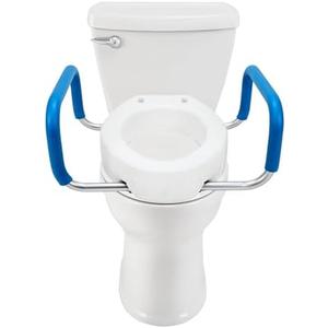 Heavy Duty Elongated Toilet Seat Riser, Easy to Install - 3.5" Lift - 300 lbs Capacity, Premium Padded Support Handles