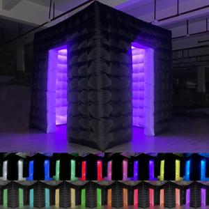 Inflatable Photo Booth, 8.2 x 8.2ft Portable 16 Colors LED Dimmable Shooting Photobooth Tent Enclosure Kit with 2 Doors and Inner Air Blower, Remote Controller, Carry Bag(Black)