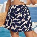 Milumia Women's Boho Floral Print High Waist Wrap Skorts Tie Knot Shorts (S)