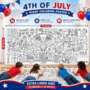 2 x 250th Anniversary Giant Coloring Poster for Kids, USA 1776-2026 Patriotic Eagle American Flag 30 x 72 Inch Tablecloth Crafts Games Activities for Independence Day Party Decoration