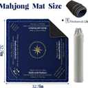 Mahjong Mat for Table 32.7''32.7'', American Mah Jongg Mat with Rules,Rolled-Shipping Crease-Free Waterproof Non-Slip Neoprene Mahjong Table Mat, Noise-Reducing Gaming Mat(Blue)