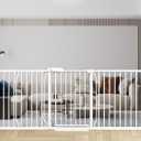 Heavy Duty Baby & Dog Safety Gate, Extra Wide 85.8-90.5 Inch,White Metal, Tension Mounted No Drilling Pet Gate for Large Openings