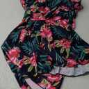 COCOPEAR Women's Elegant Crossover One Piece Swimdress Floral Skirted Swimsuit L