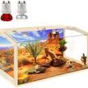 PROLEE Tempered Glass Bearded Dragon Tank,Reptile Tank with Clear Window View, Anti-Scratch Lizard Tank,Spacious Reptile Enclosure for Snakes, Lguanas, Chameleons (32Gallons,32"L x 16"W x 16"H, Oak)