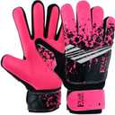 Soccer Goalkeeper Gloves for Kids Boys Children Youth Football Goalie Gloves with Strong Grips (Size 5 suitable for 9 to 12 years old, Pink)