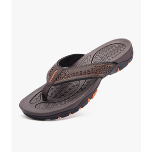 Men's Thong Sandals - Comfortable Beach Flip Flops for Men, Indoor & Outdoor Water-Friendly Sandals, Ergonomic Design for Pool, Shower, and Casual Wear, Size 46, Brown 