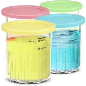 4 Pack 24oz Ice Cream Containers for Creami Deluxe Pints with Lids, Reusable Ice Cream Container Compatible with NC500 & NC501 Series, BPA-Free Dishwasher Leak-Proof Replacement Creami Pints