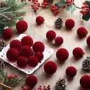 40 Pcs Burgundy Velvet Christmas Balls Flocked Christmas Tree Hanging Ornaments Neutral Shatterproof Plastic Velvet Ball for Xmas Tree Decor