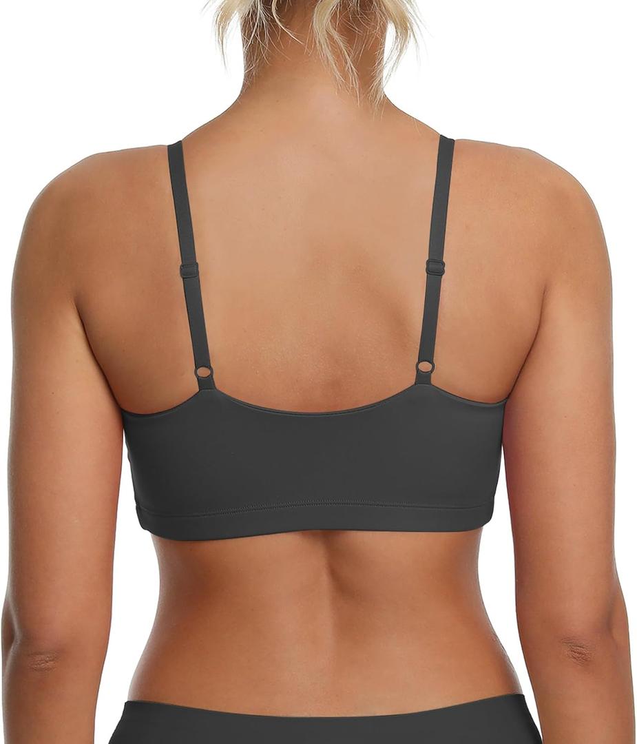 Comper Women's Thin Straps Stretchy Wirefree Workout Bras Lightweight Workouts Bralette with Adjustable Straps