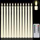 12 Pcs Flameless Taper Candles with Remote Timer, 11" Long Battery Operated Taper Candles, Flickering 3D Flame, Plastic Fake LED Candlesticks for Home Wedding Party Holiday Decor, Ivory