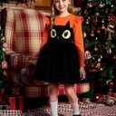 Noubeau Toddler Baby Girl Halloween Outfits Long Sleeve Ruffle Fall Winter Dress Layers Tulle Skirt Set Halloween Dresses (Black)