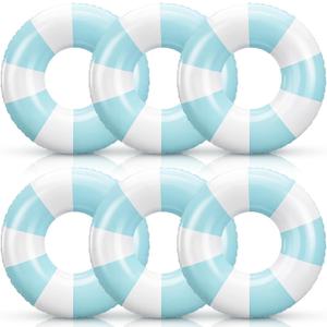 Foilswirl 47.24 Inch Jumbo Inflatable Pool Floats for Adult White Striped Pool Inner Rings Swimming Inflatable Floaties Tube Women Summer Beach Bachelorette Wedding Decor