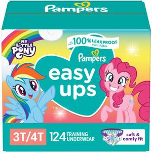 Pampers Training Pants - Easy Ups Girls & Boys - Size 3T-4T, 124 Count, My Little Pony Potty Underwear (Packaging May Vary)