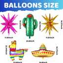 Mexican Fiesta Party Decorations, 144Pcs Cinco De Mayo Rainbow Balloons Arch Garland Kit Cactus Llama Sombrero Explosion Star Foil Balloons for Taco Twosday Carnival Hawaii Tropical Birthday Party