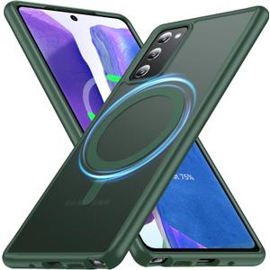 FNDMIL[NO.1 Magnetic for Samsung Galaxy Note 20 Case with MagSafe[Military Grade Drop Tested][Translucent Matte][Anti-Fingerprint] Soft Silicone Bumper for Samsung Galaxy Note 20 5G Phone Case,Green