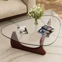 Modern Glass Coffee Table, Mid Century Triangle Coffee Table for Living Room Bedroom Reception Office Tables