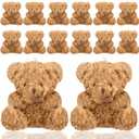 WXJ13 12 Plush Mini Teddy Bears - 4 Inch Soft Stuffed Animals for Graduation, Birthday, Wedding, Baby Shower Decorations, Party Favors, DIY Keychain Bag Decor (12 Brown)
