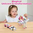 Intoypad Unicorn Collision Transforming Cars Toy for Girls Boys, 2 Magnetic Cars Transform into Magical Unicorn Collision Transforming Robot Cars Toy Deformation Christmas Birthday Gifts for Kids Pink