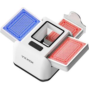 Automatic Card Shuffler for 1-2 Decks Dual Motor Not Stuck Card Automatic Sensing Function Rechargeable Card Shuffler Low Noise Card Shuffler for Poker Uno,Bridge,Spades,Card Games