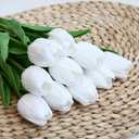 20PCS Tulips Artificial Flowers Faux Silk Tulip Stems Fake Flowers Bouquets for Vase Wedding Home Decoration White